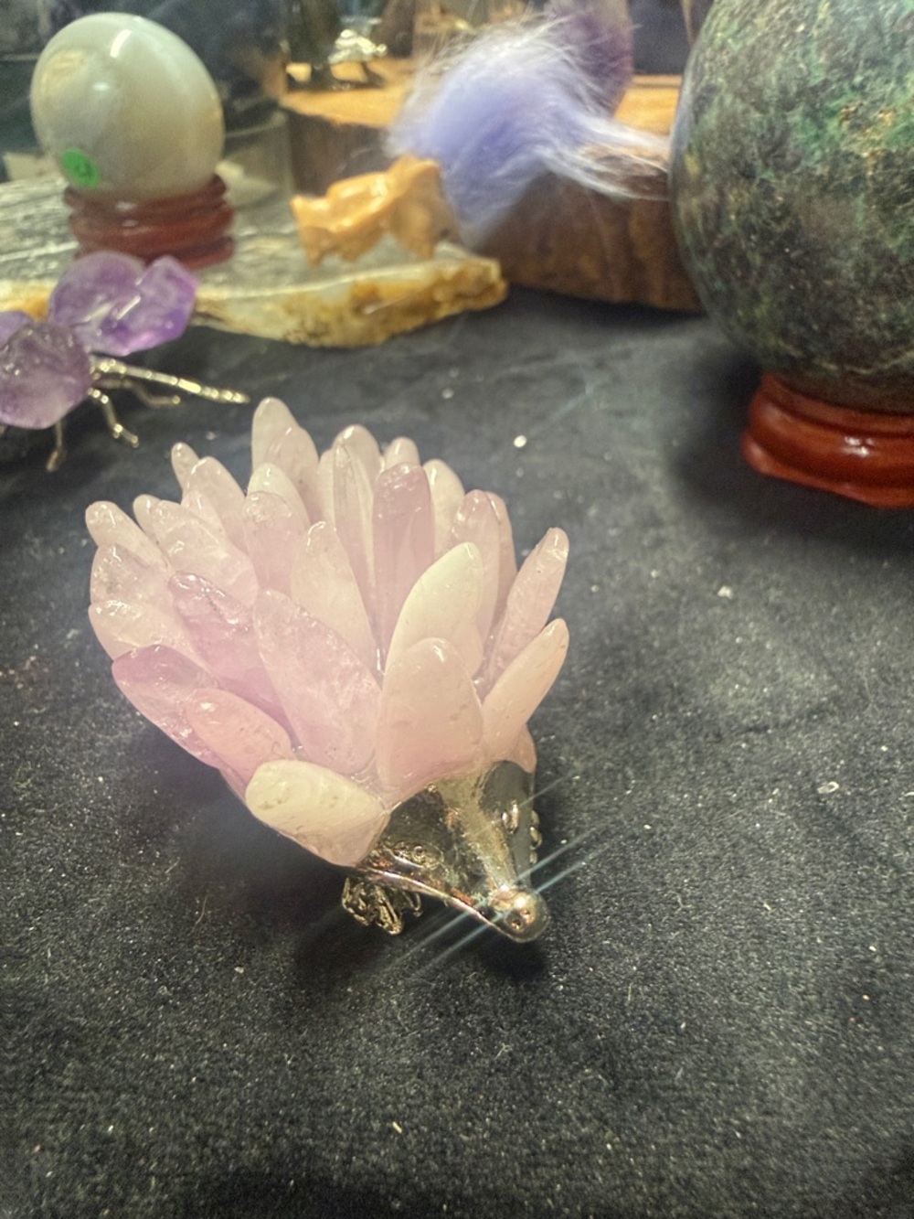 Kunzite hedgehog  figurine